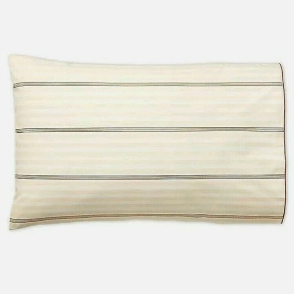 Lauren Ralph Lauren Home Allie Stripe King 2 Two Pillowcases Cream Flax - Picture 1 of 1